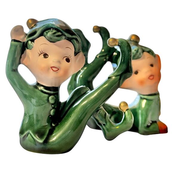 Set of 2 Vintage Lefton E-2347 Playful Whimsical Pixie Christmas Elf Figurines - Picture 6 of 16